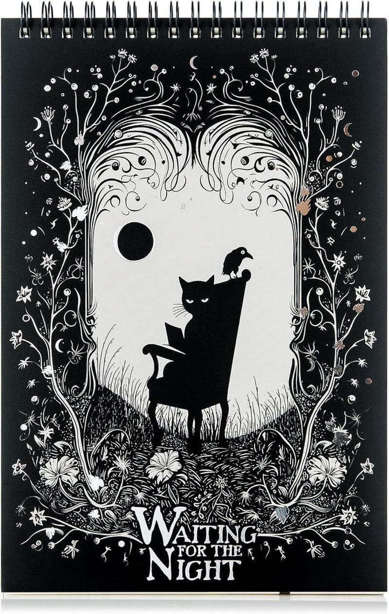 Conquest Journals Waiting for the Night Top-Spiral Steno Notepad, 6'' x 9'', Durable Bookboard-Wrapped Backboard, 50 Sheets Lined List Pages, 60 lb. Paper, Gothic-Inspired - Image 1
